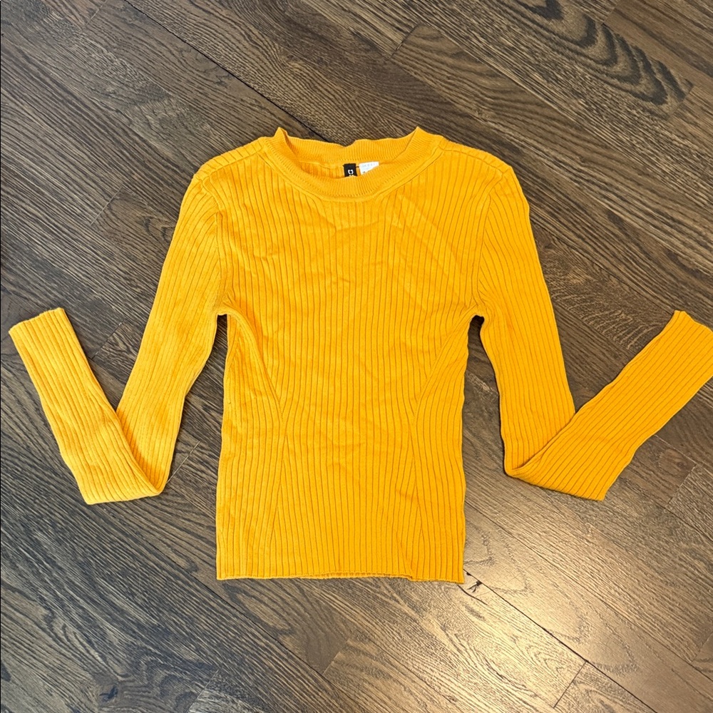 H&M Ribbed Crewneck Top - Mustard XS